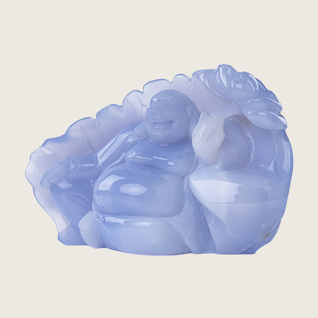 7.0" Blue Chalcedony Crystal Buddha Carving  #CTC0038