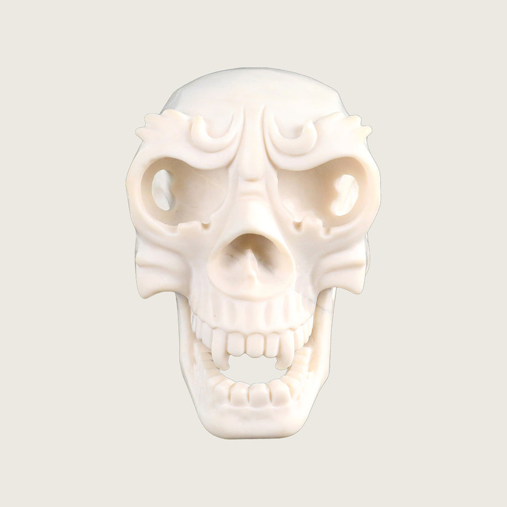 4.0" White Jade Crystal Skull Carving  #SCS0019