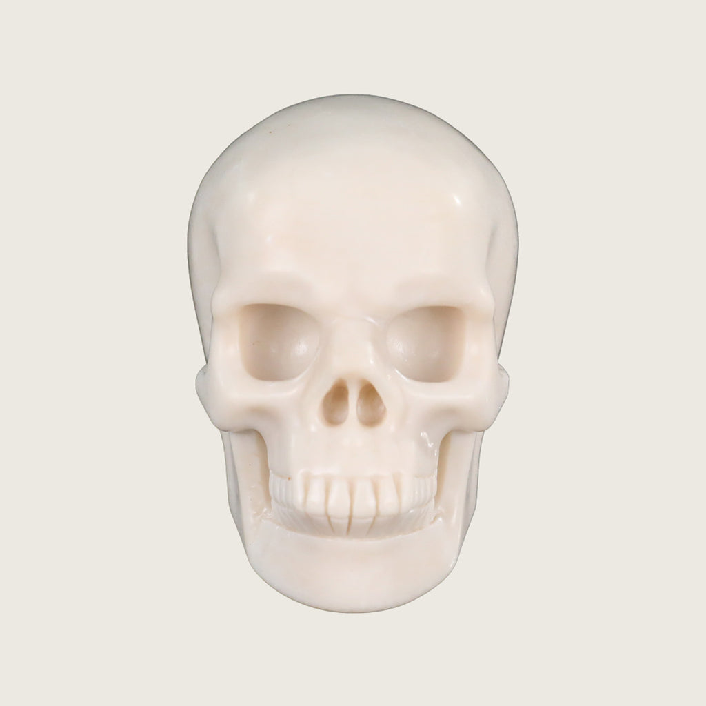 3.0" White Jade Crystal Skull Carving  #SKH30053
