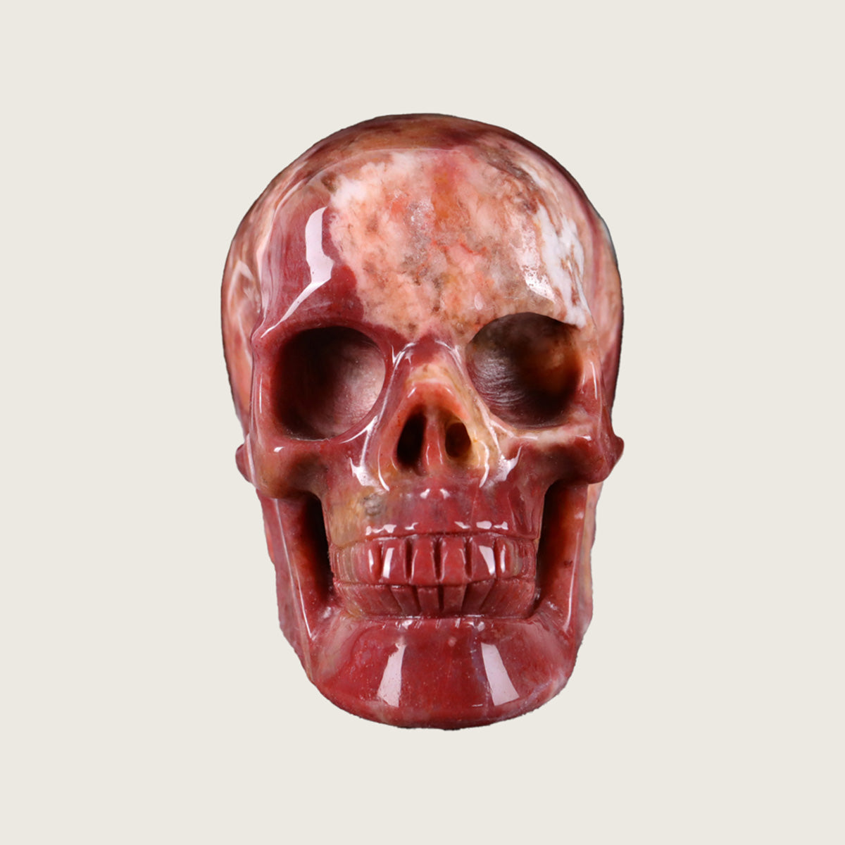 3.0" Chalcedony Jasper Human Skull Carving  #SKH30021