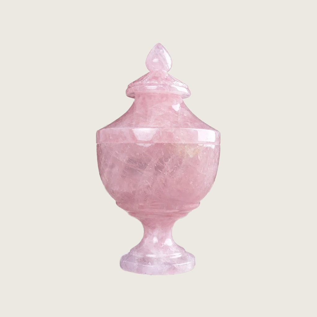 6.0" Rose Quartz Crystal Storage Jar Carving  #CTC0041