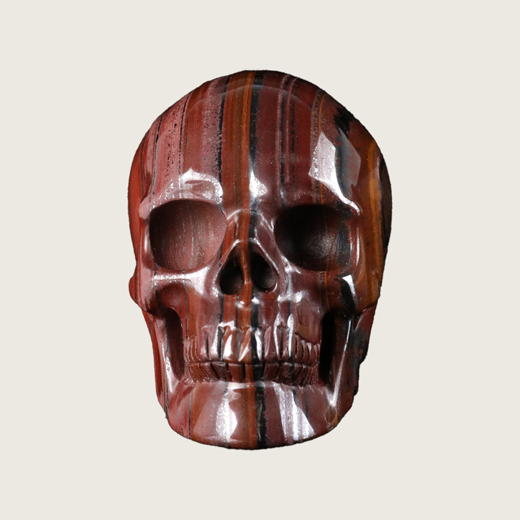 3.0" Tiger Iron Crystal Skull Carving  #SKH30042