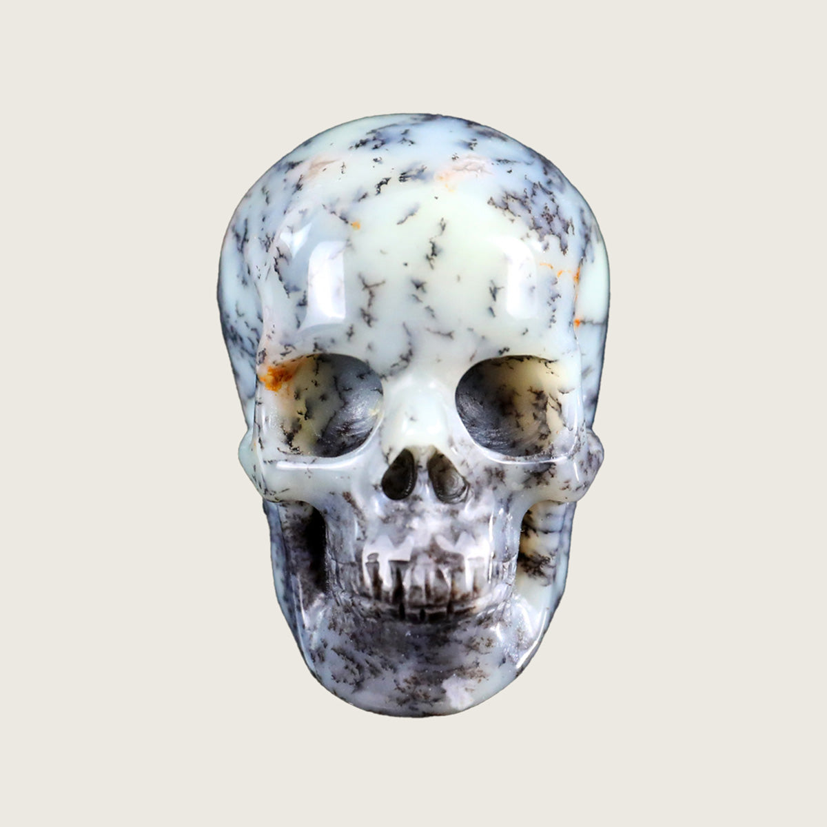 2.2" White Opal Crystal Skull Carving  #SKH22042