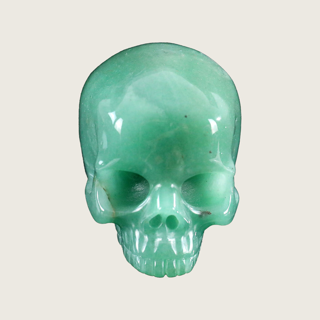 3.0" Green Aventurine Jawless skull Carving  #CSC0014