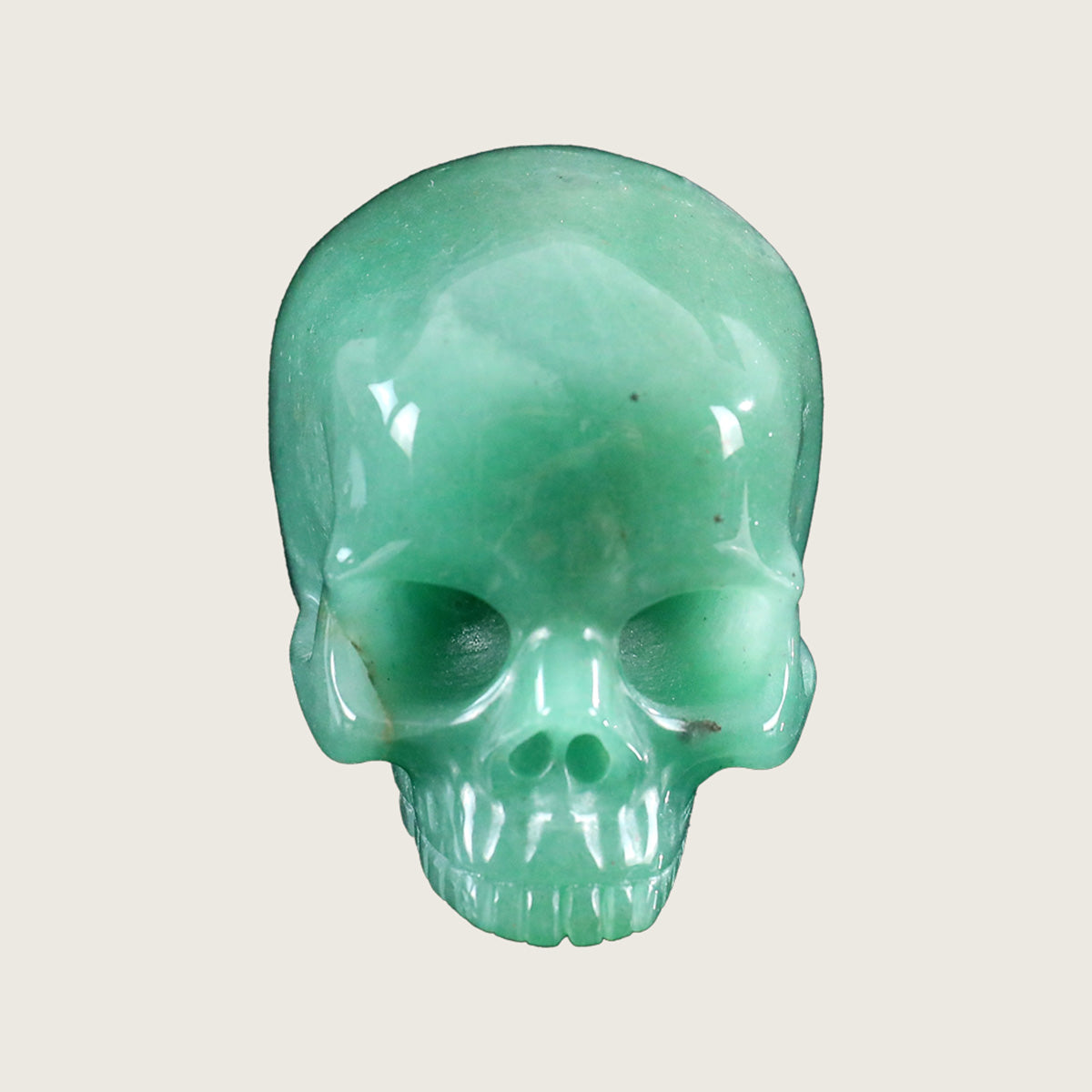 3.0" Green Aventurine Jawless skull Carving  #CSC0014