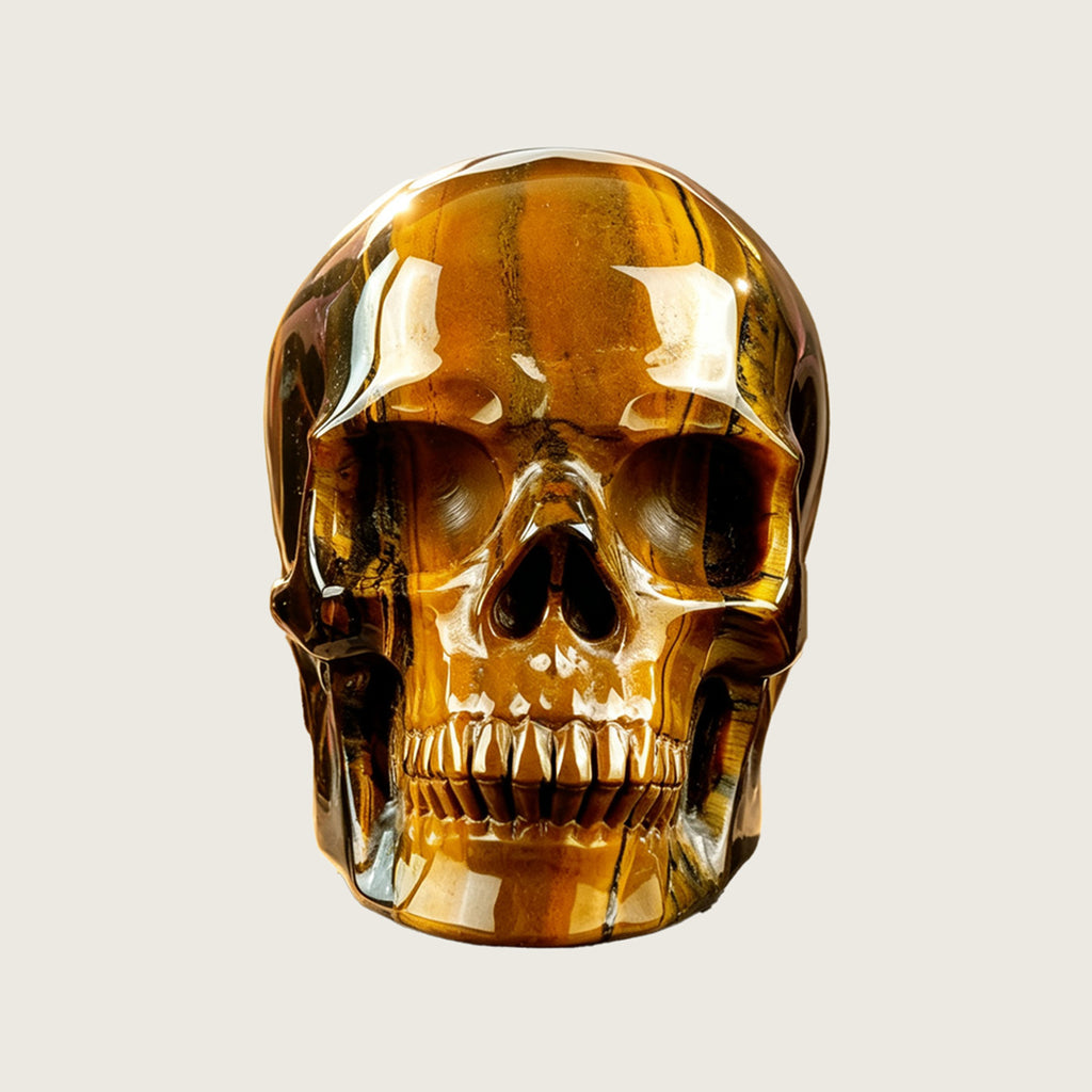 4.5" Tiger Eye Crystal Skull Carving  #SKH45009