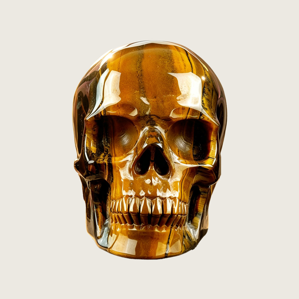 4.5" Tiger Eye Crystal Skull Carving  #SKH45009