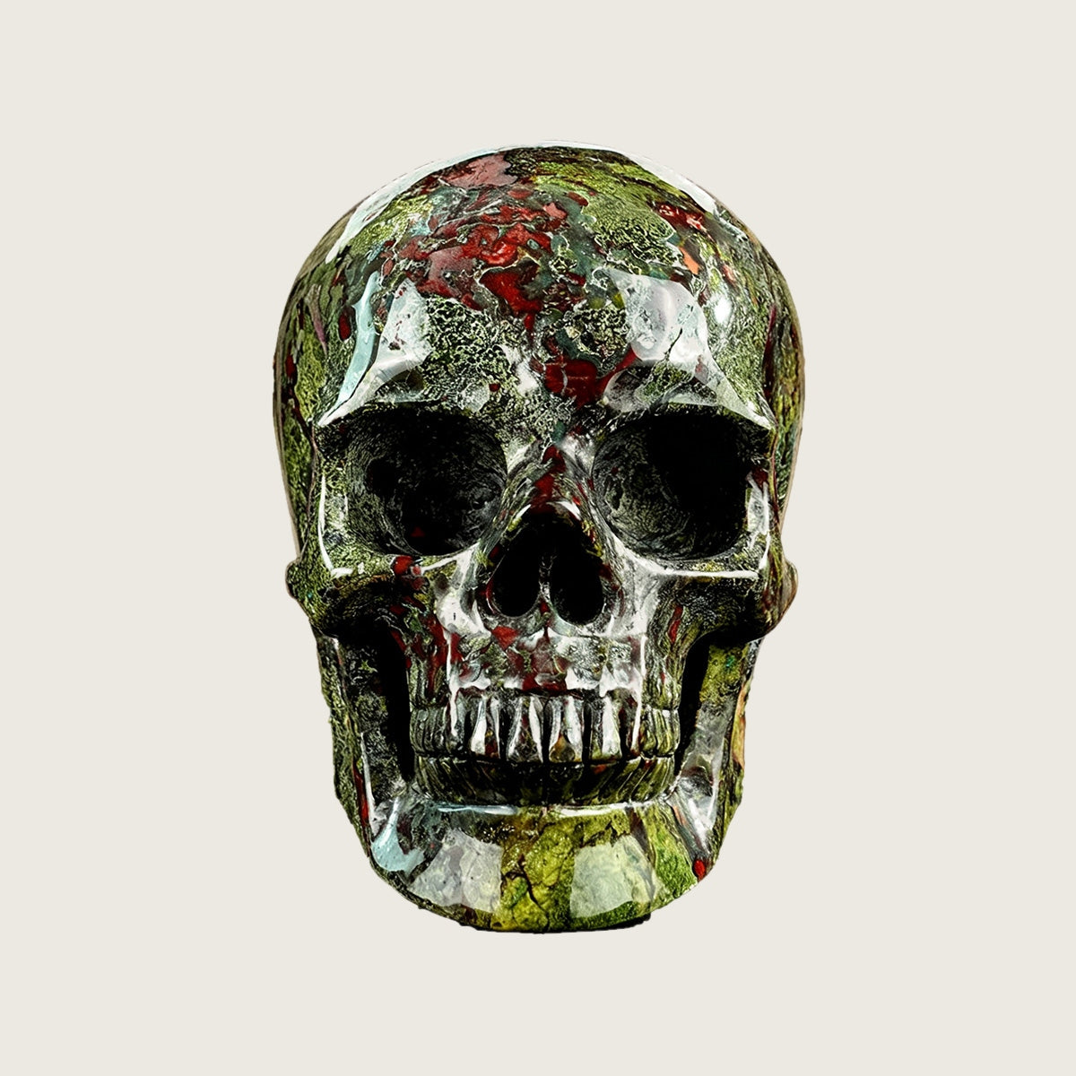 4.5" Dragon Blood Jasper Crystal Skull Carving  #SKHDB4501