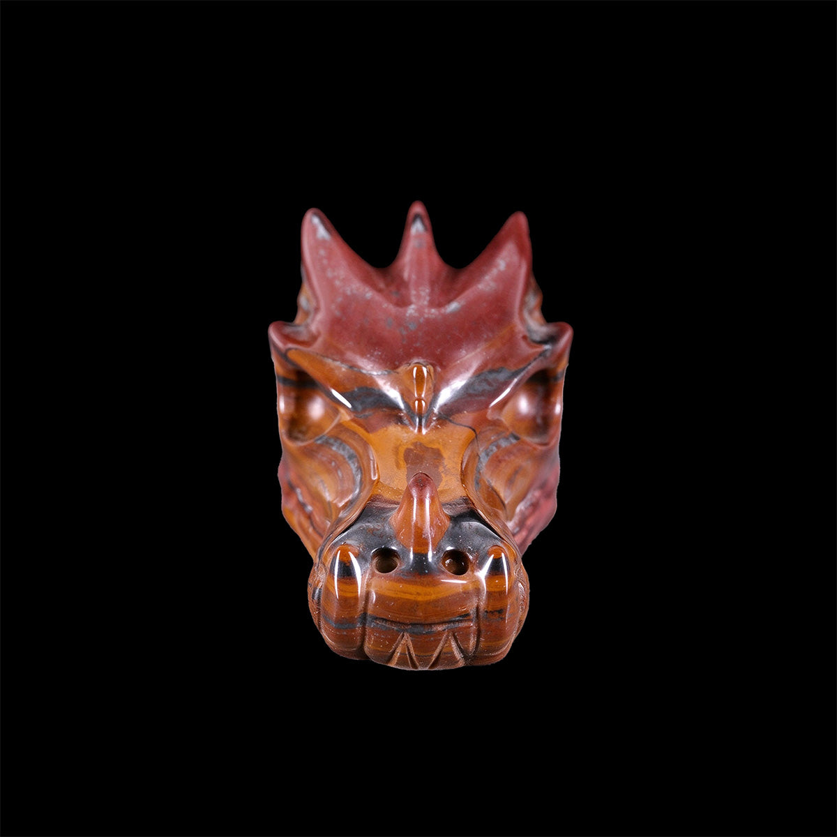 3.0" Tiger Iron Dragon Skull Carving  #CSC0048