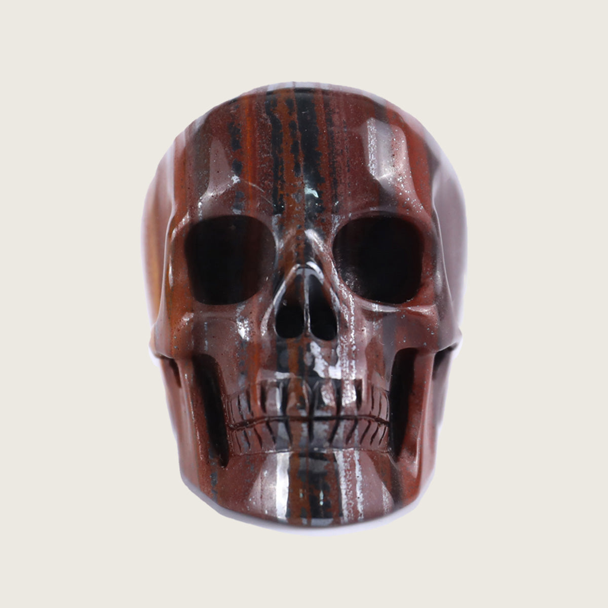 2.2" Tiger Iron Human Skull Carving  #SKH22012