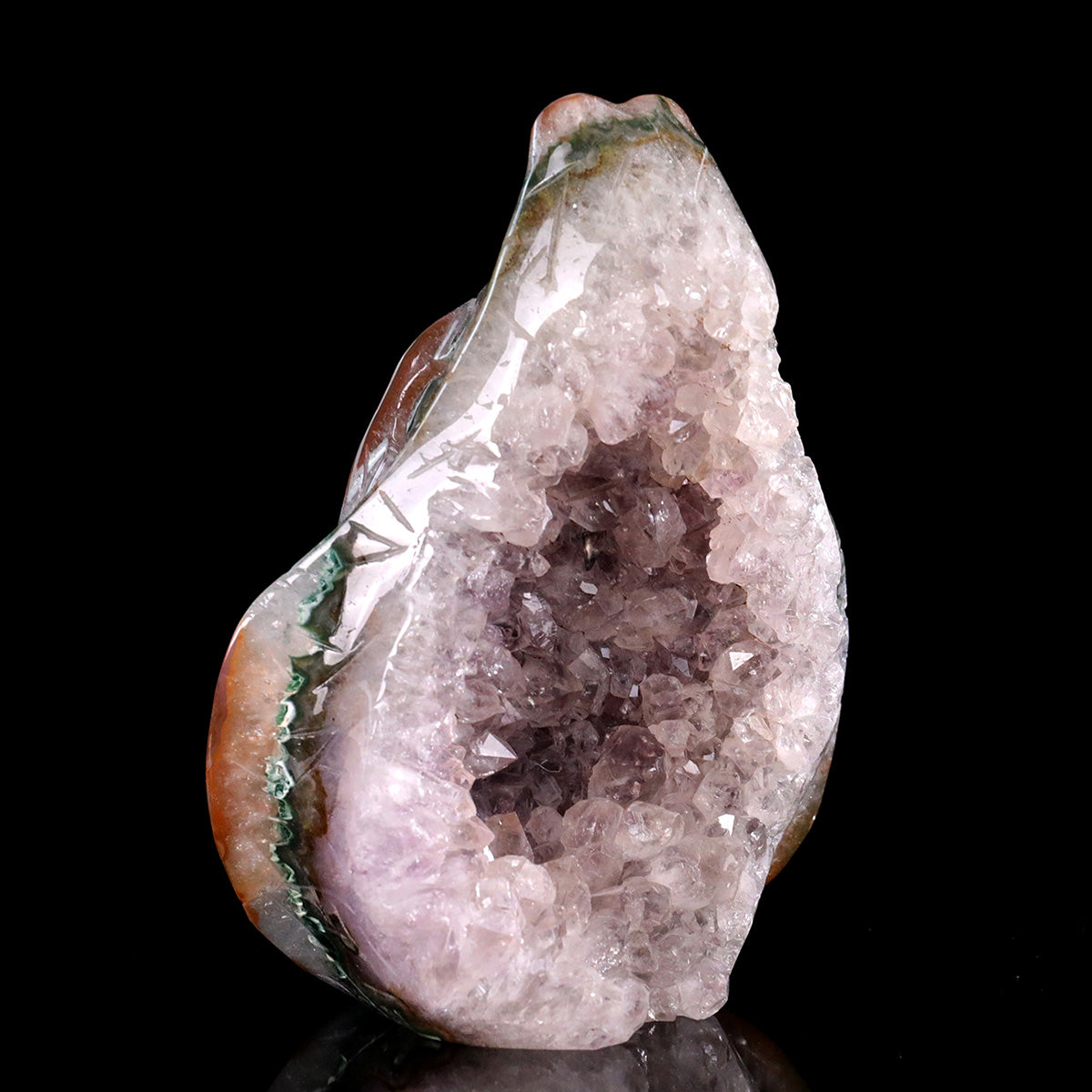 5.0"Geode Agate Crystal Snake Carving  #GDC0027