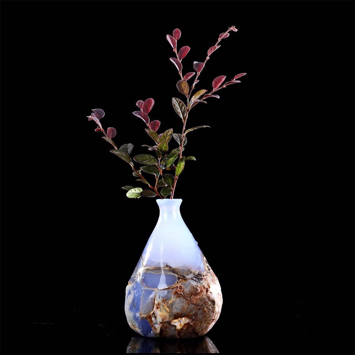 4.3" Blue Chalcedony Crystal Vase Carving  #CHA0035