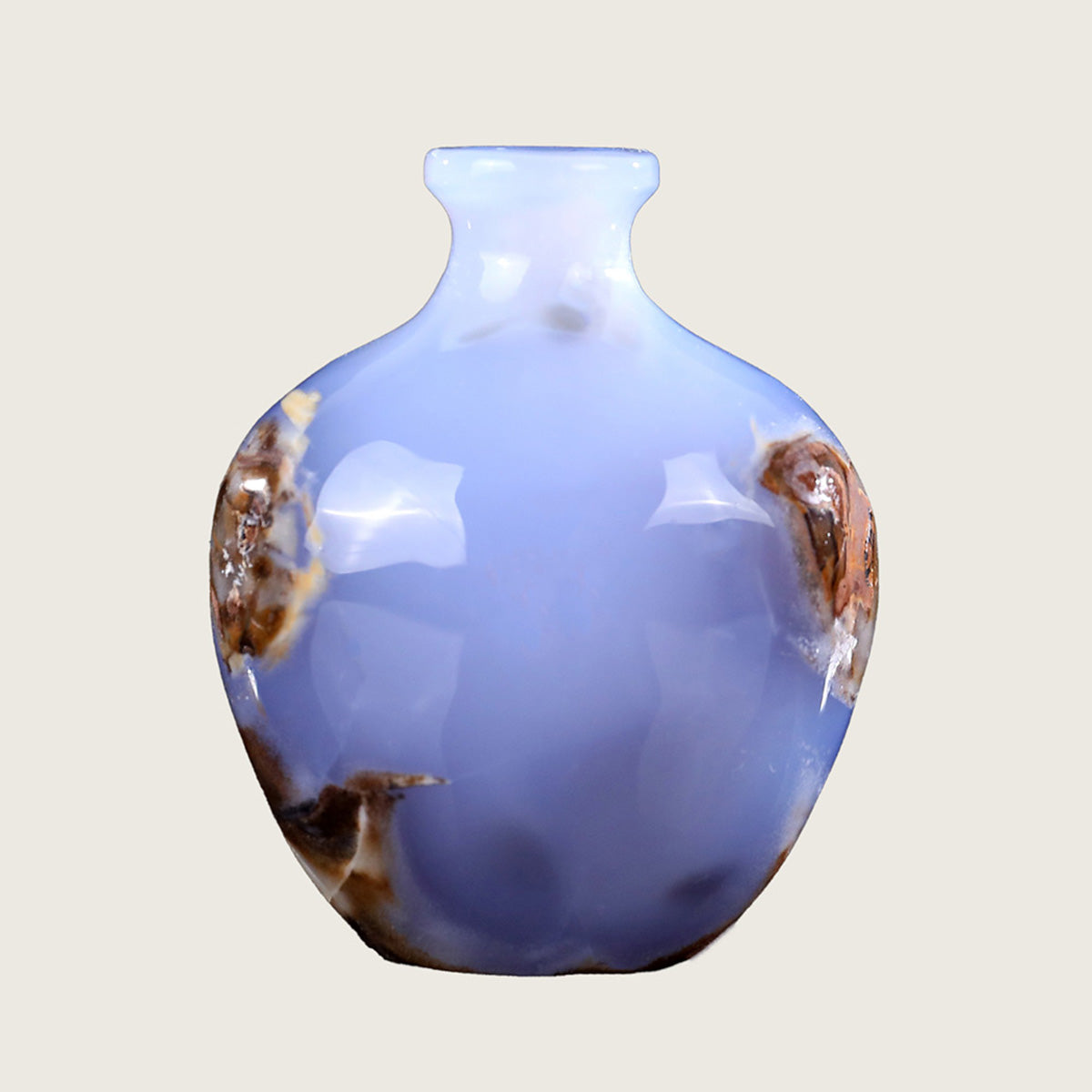 2.9" Blue Chalcedony Vase Carving  #CHA0001
