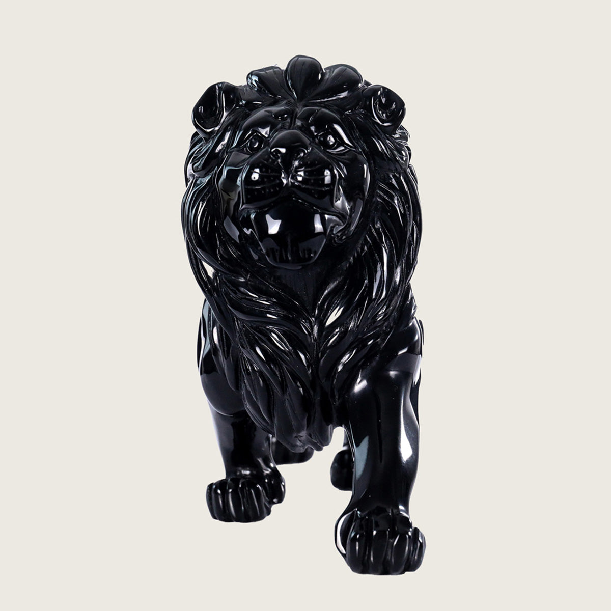 14.5" Black Obsidian Lion Carving  #CTC0010