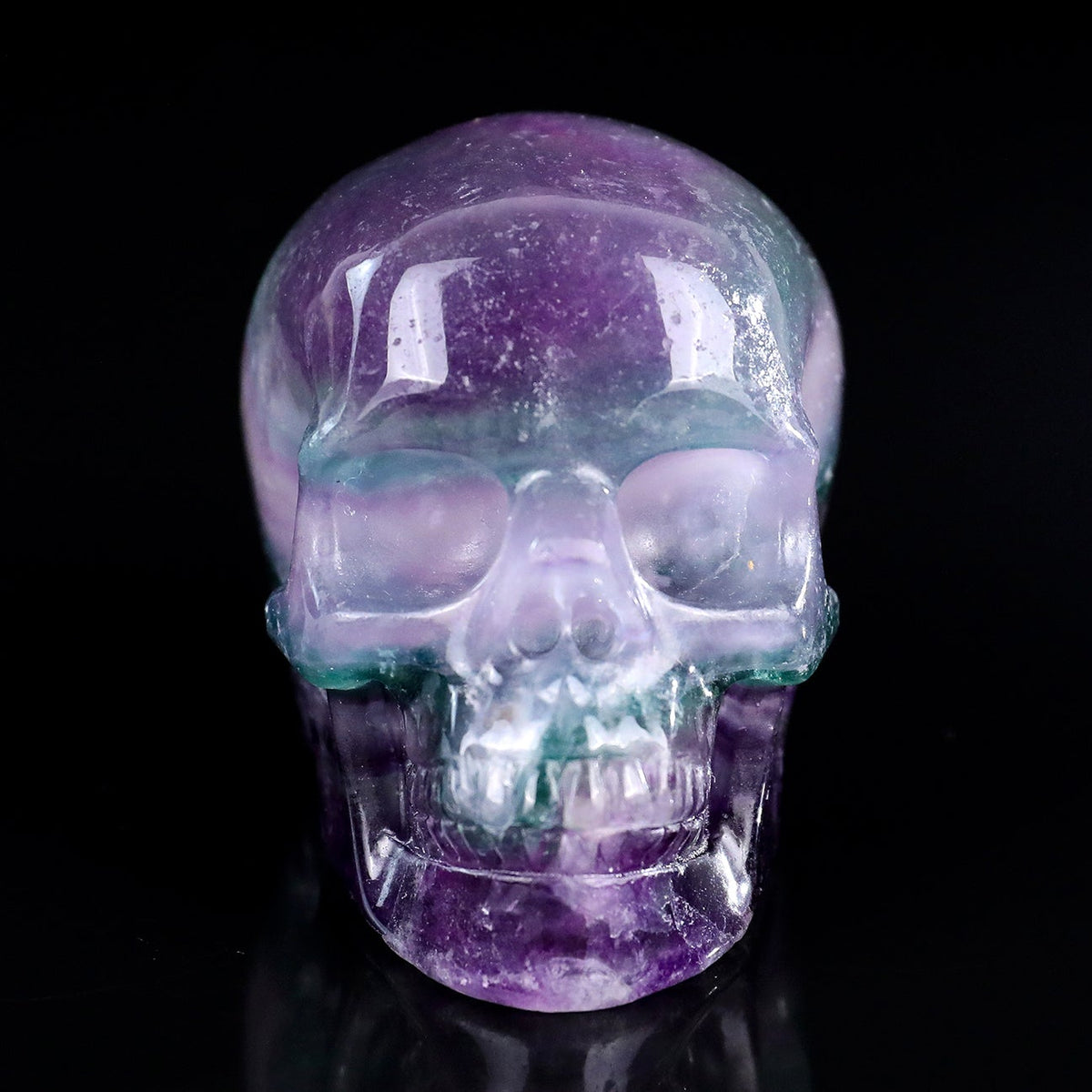 3.0" Colorful Fluorite Crystal Skull Carving  #SKH30110