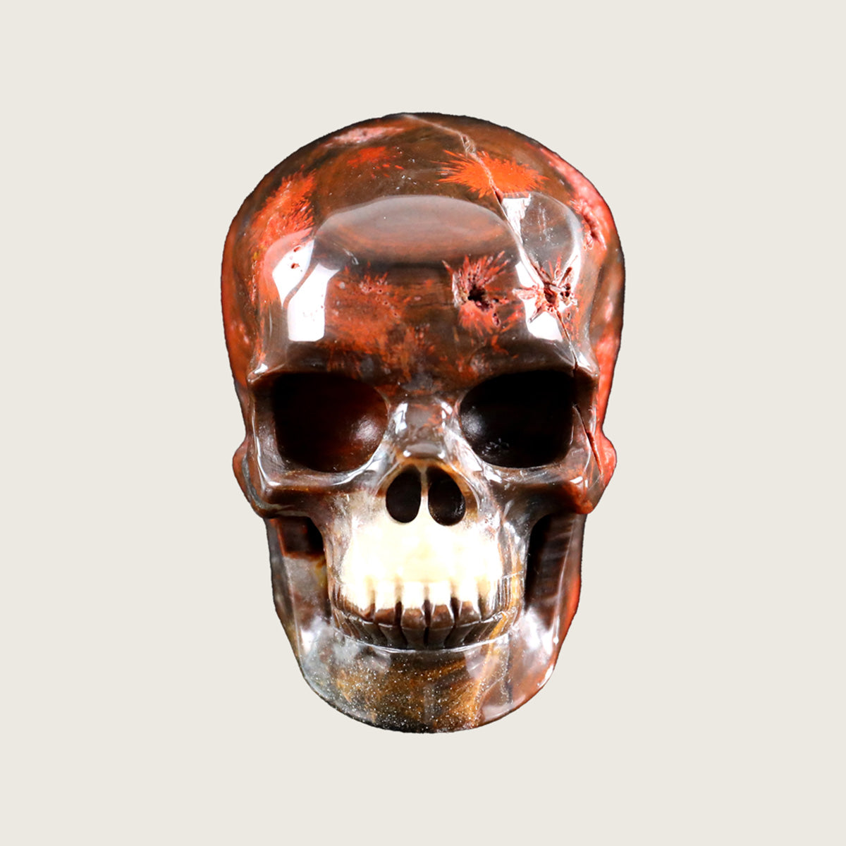 3.0" Red Jasper Human Skull Carving  #SKH30013