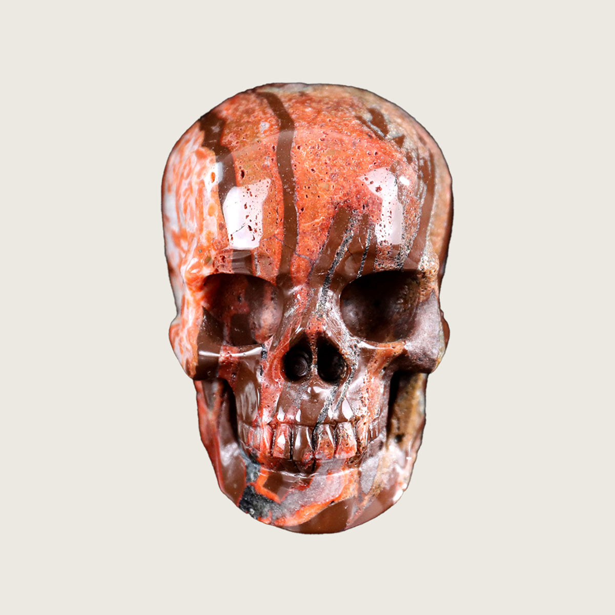 3.0" Red Crazy Lace Agate Crystal Skull Carving  #SKH30029
