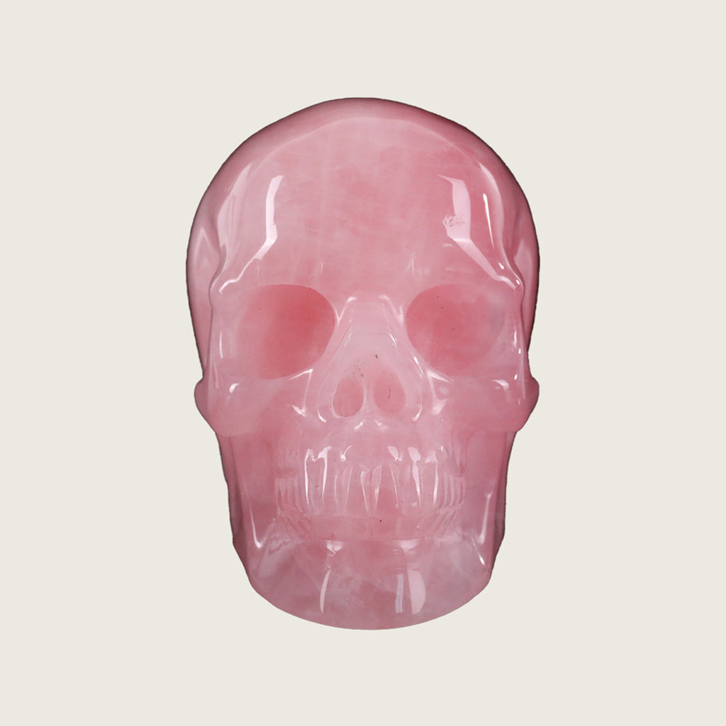 3.0" Rose Quartz Crystal  Skull Carving  #SKH30037