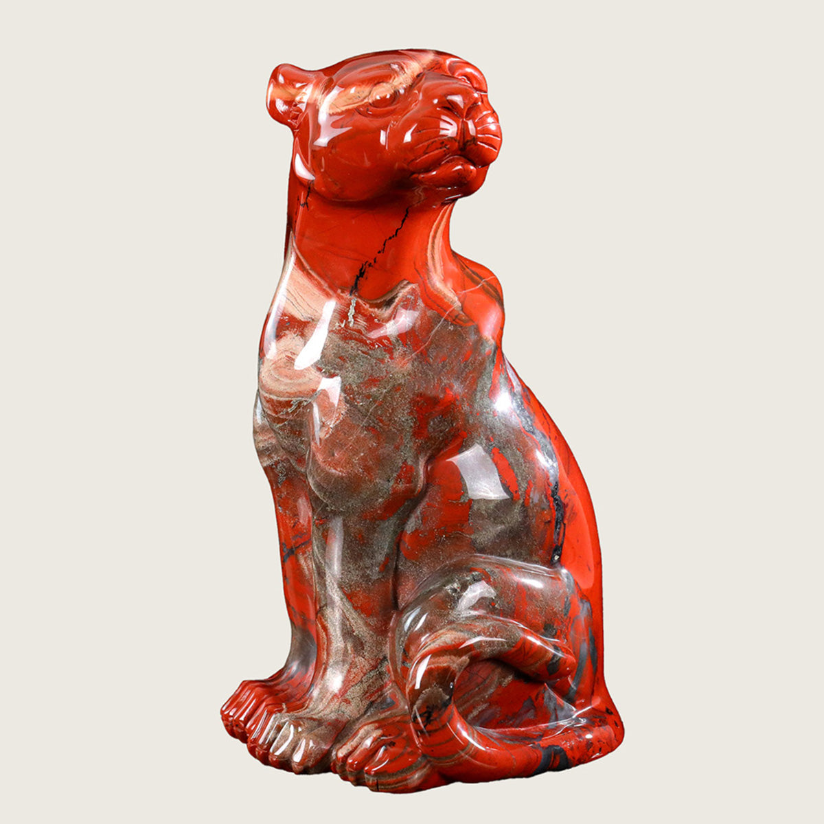 5.0" Red Jasper Leopard Carving  #CTC0011
