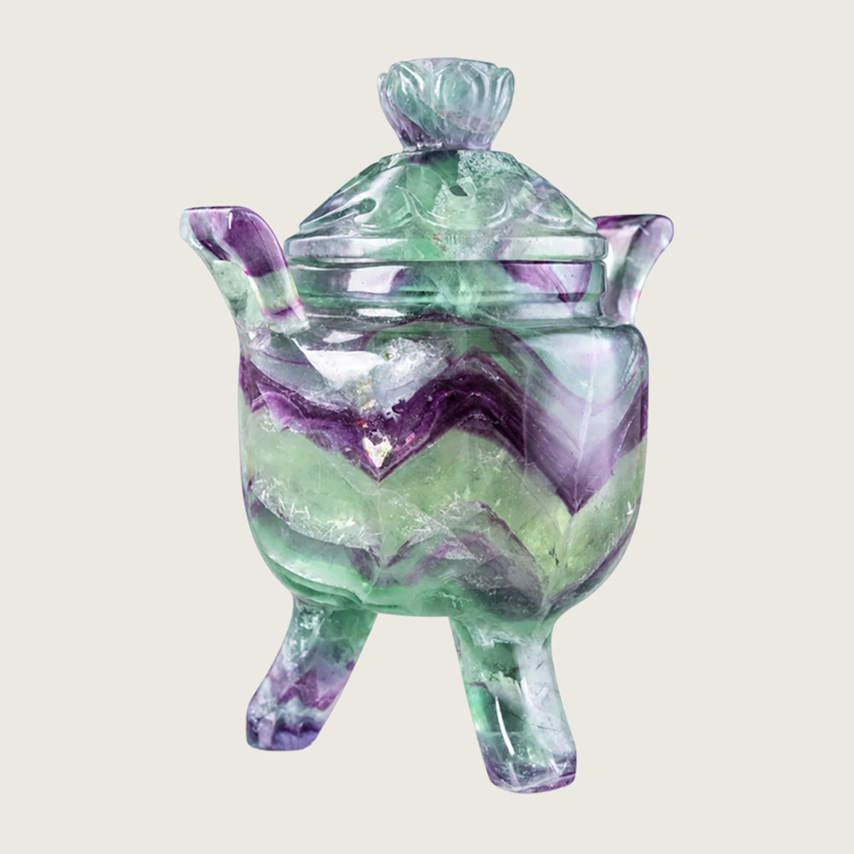 4.9" Fluorite Crystal Censer Carving  #CTC0045