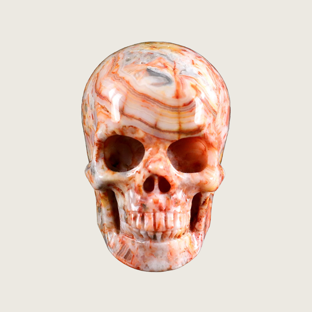 2.2" Crazy Agate Human Skull Carving  #SKH22002