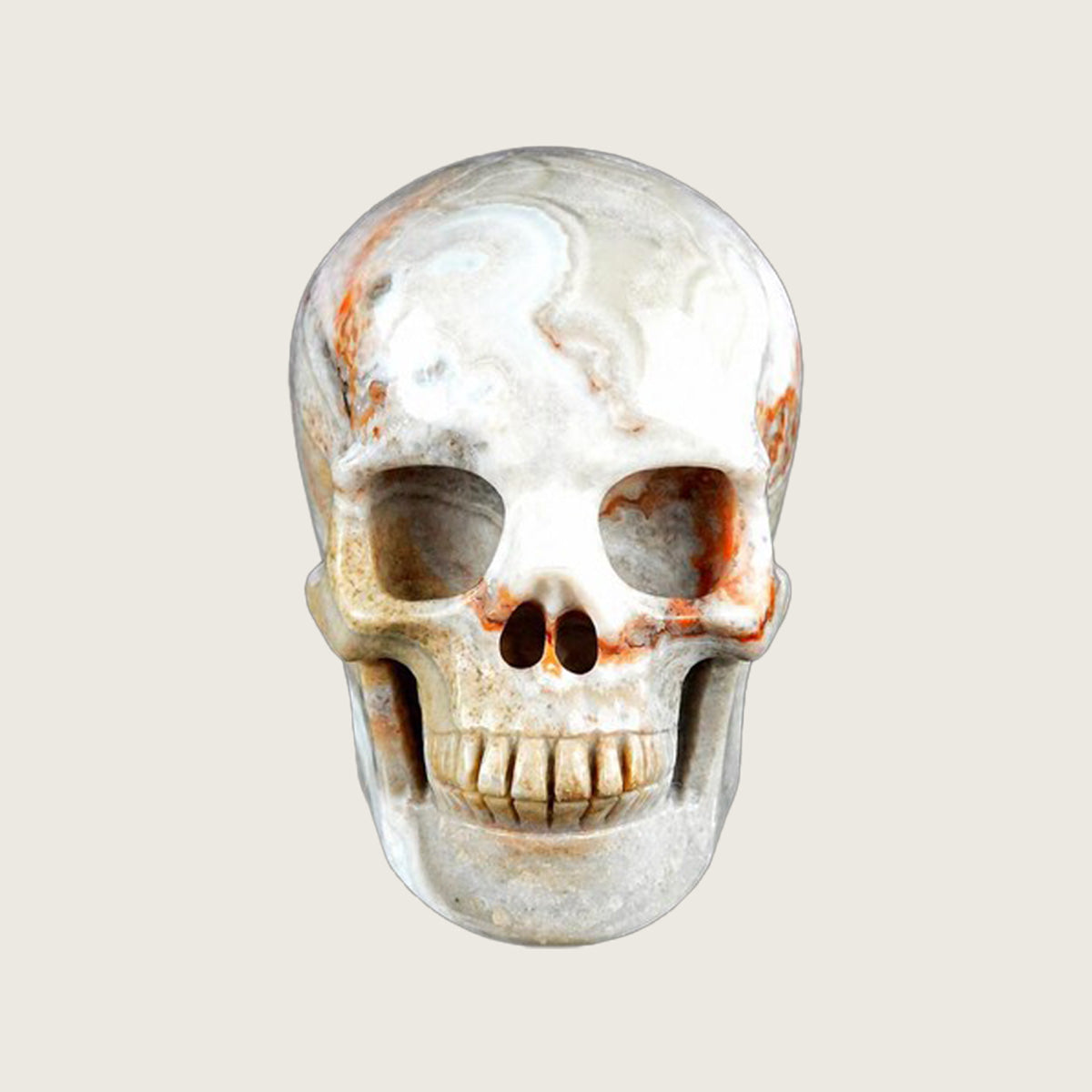 3.0" Red Lace Agate Crystal Skull Carving  #SKH30080
