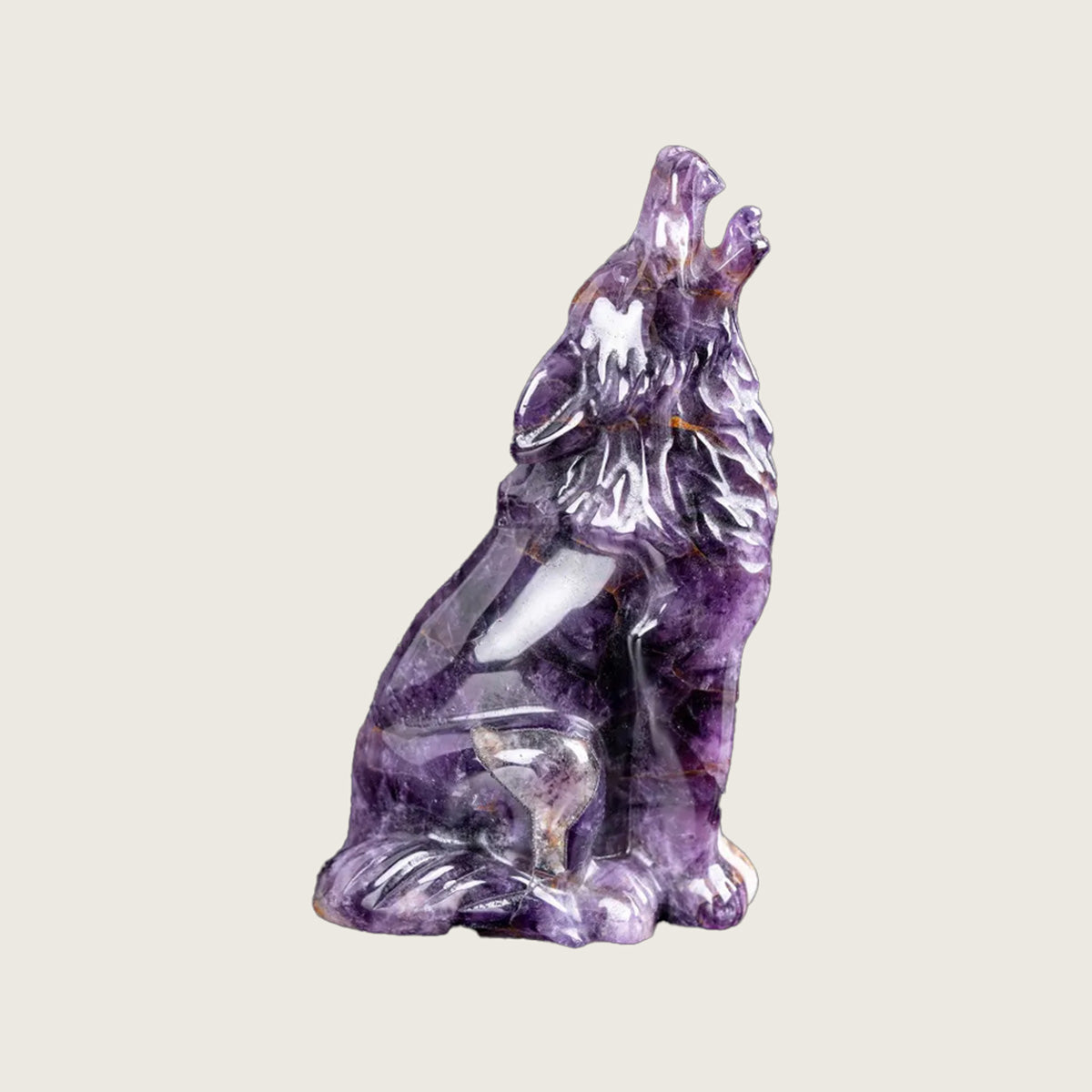 3.0" Amethyst Howling Wolf Carving  #CHA0022
