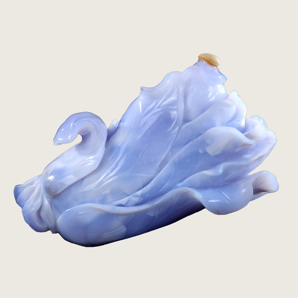 9.4" Blue Chalcedony Chinese Cabbage Carving  #CTC0005