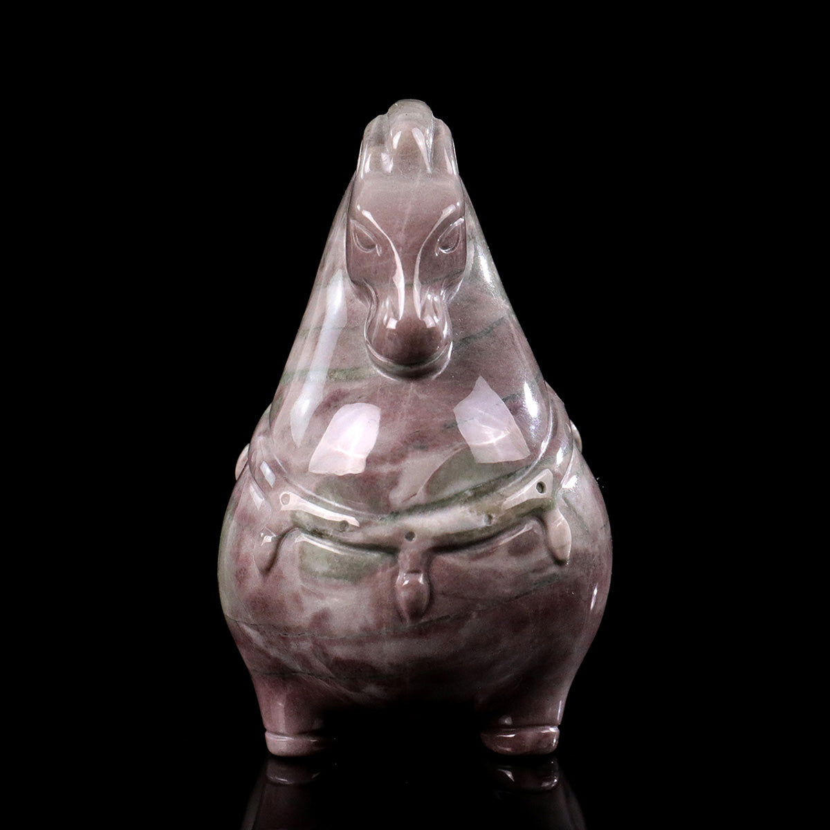 2.7" Jiulong Jade Tang Horse Carving  #CHA0024