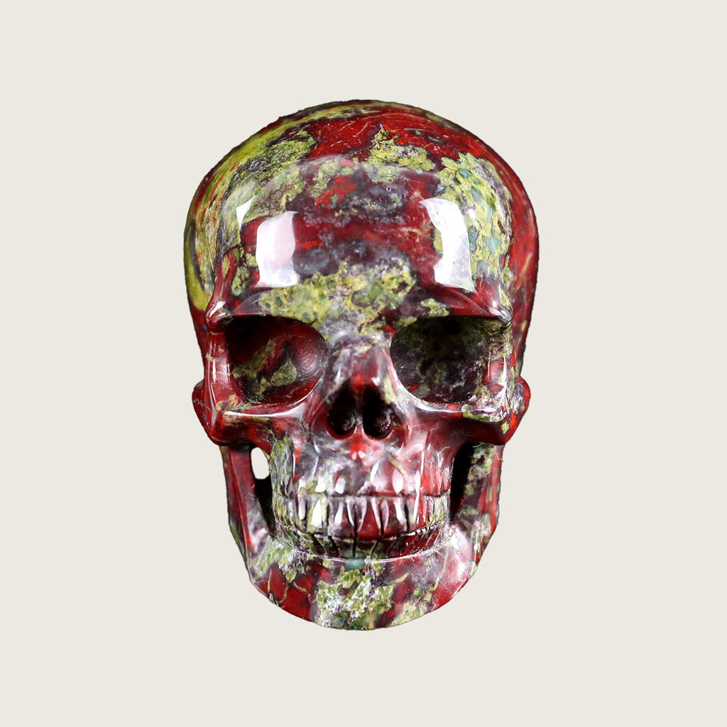 3.0" Dragon Blood Jasper Crystal Skull Carving  #SKHDB3001