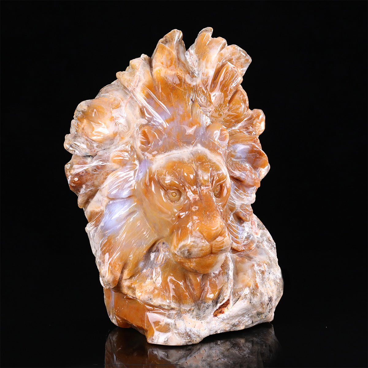 8.3" Yellow Chalcedony Lion Head  #CTC0081