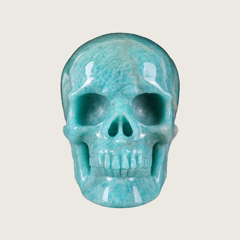 3.0" Amazonite Human Skull Carving  #SKH30024