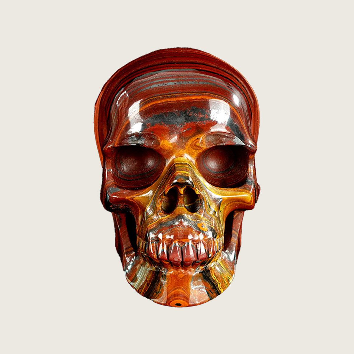 4.5" Tiger Iron Crystal Skull Carving  #SKH45020