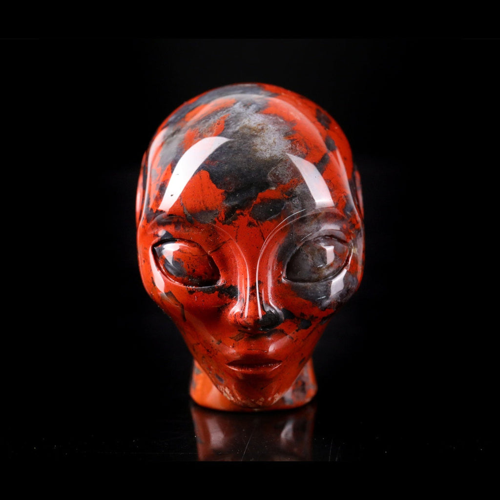 2.0" Red Jasper Alien Skull Carving  #CSC0031