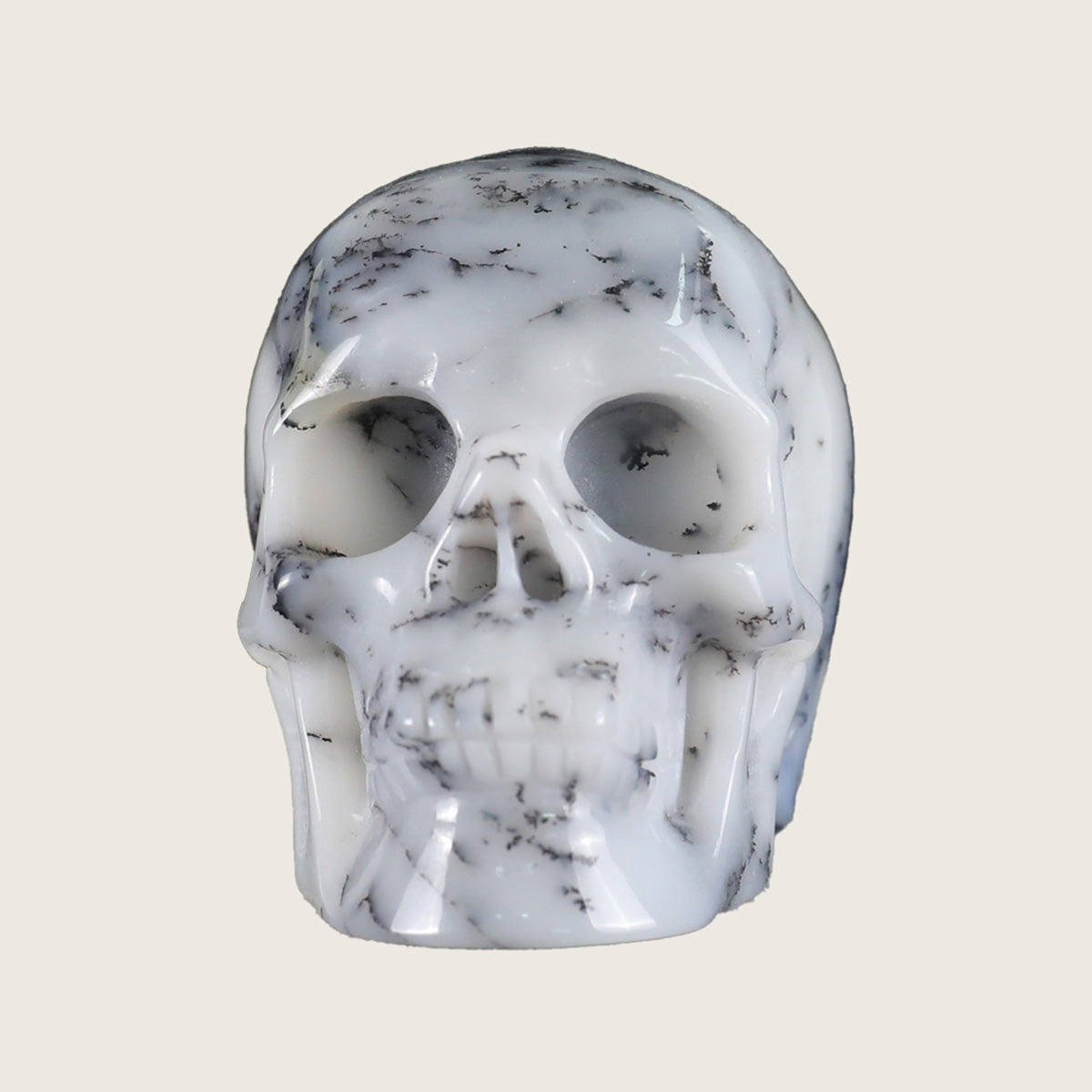 2.2" White Opal Crystal Skull Carving  #SKH22047