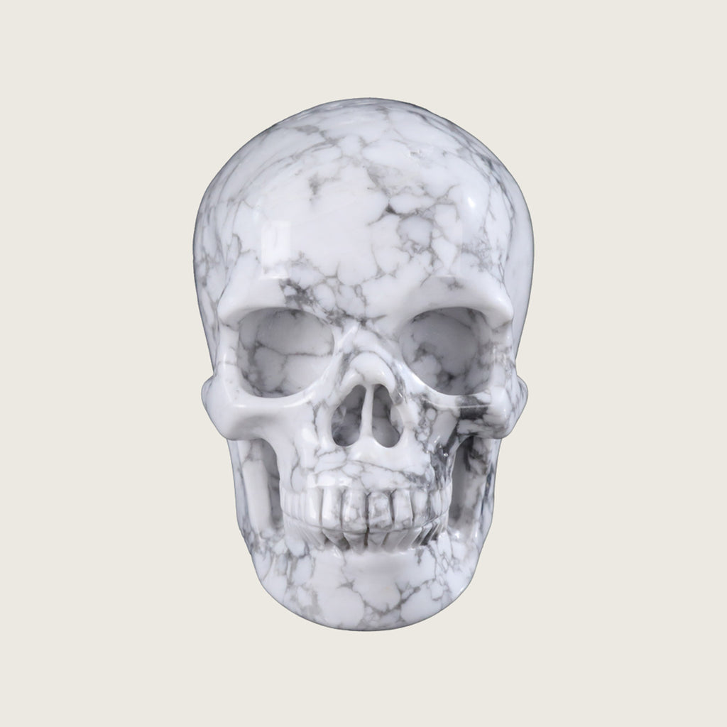 4.5" Howlite Human Skull Carving  #SKH45007