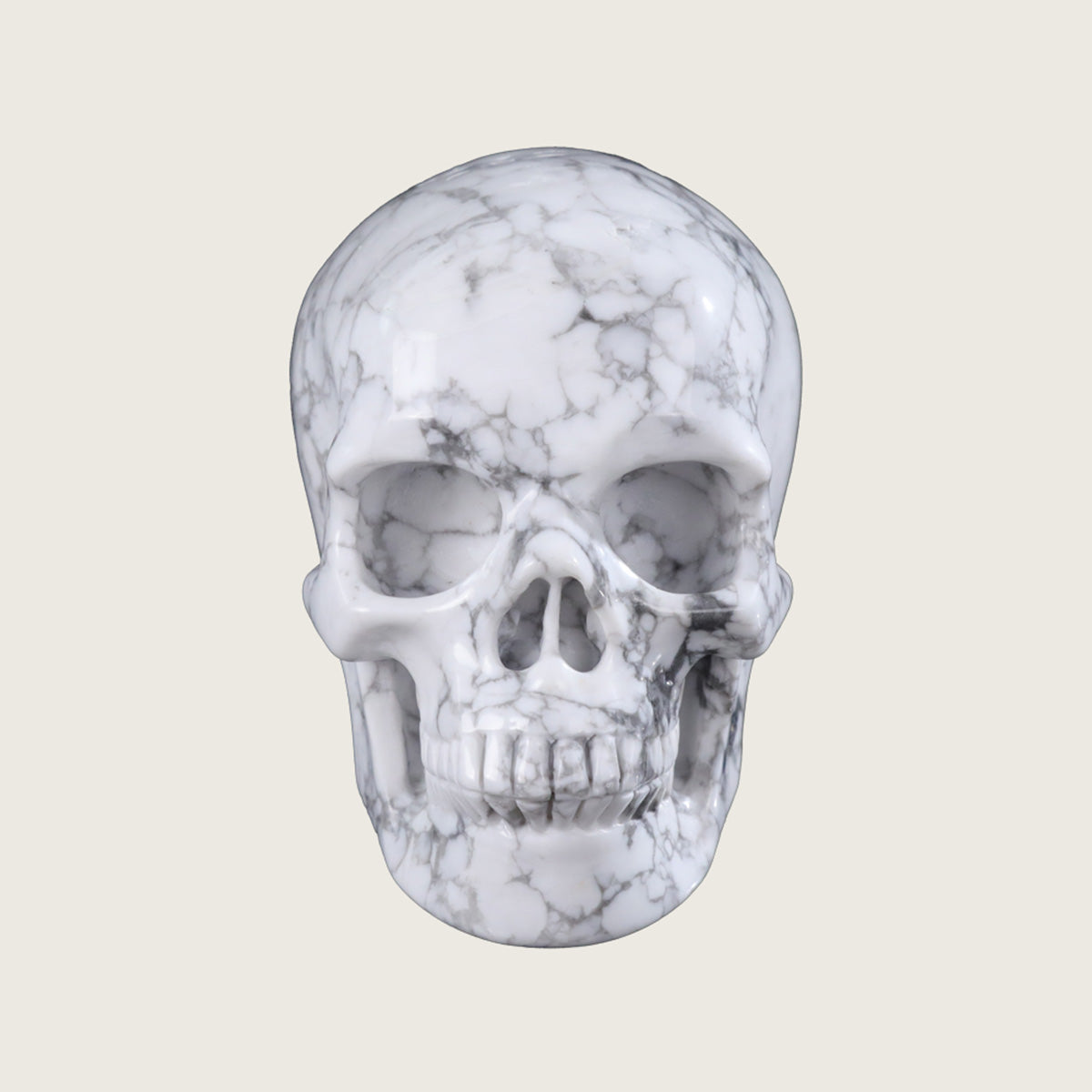 4.5" Howlite Human Skull Carving  #SKH45007