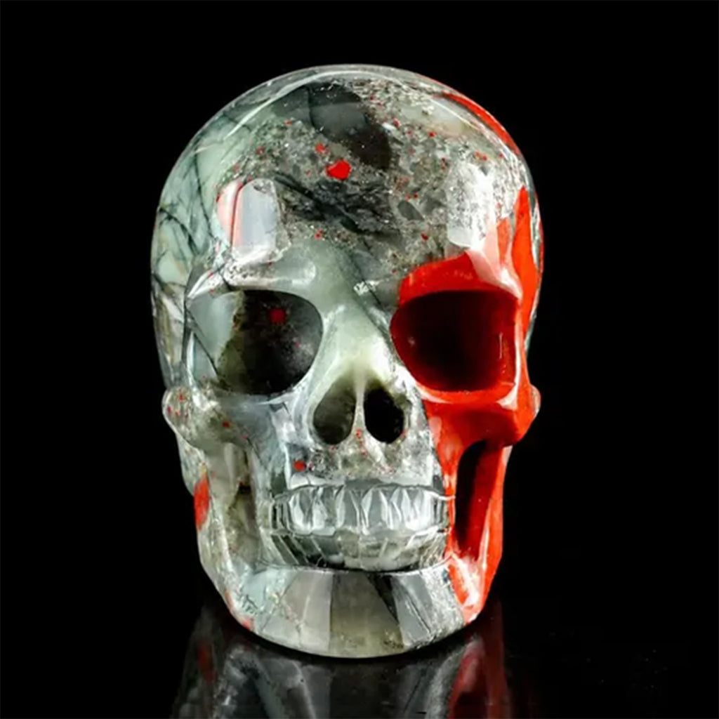 3.0" African Bloodstone Crystal Skull Carving  #SKH30117