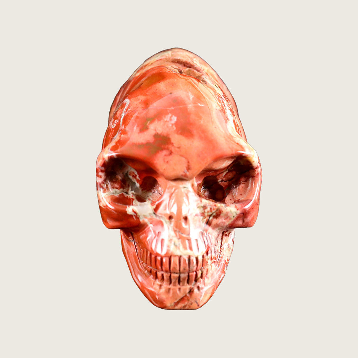 3.9" Red Jasper Maya Alien Skull Carving  #CSC0017