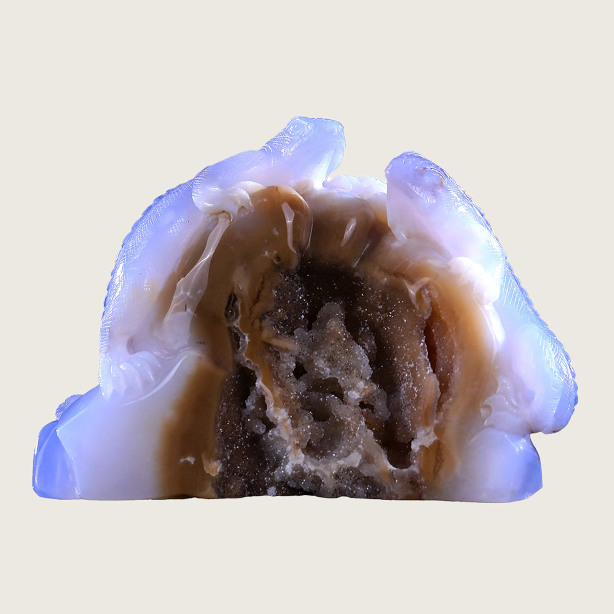7.0" Blue Chalcedony Lizards Carving  #GDC0002