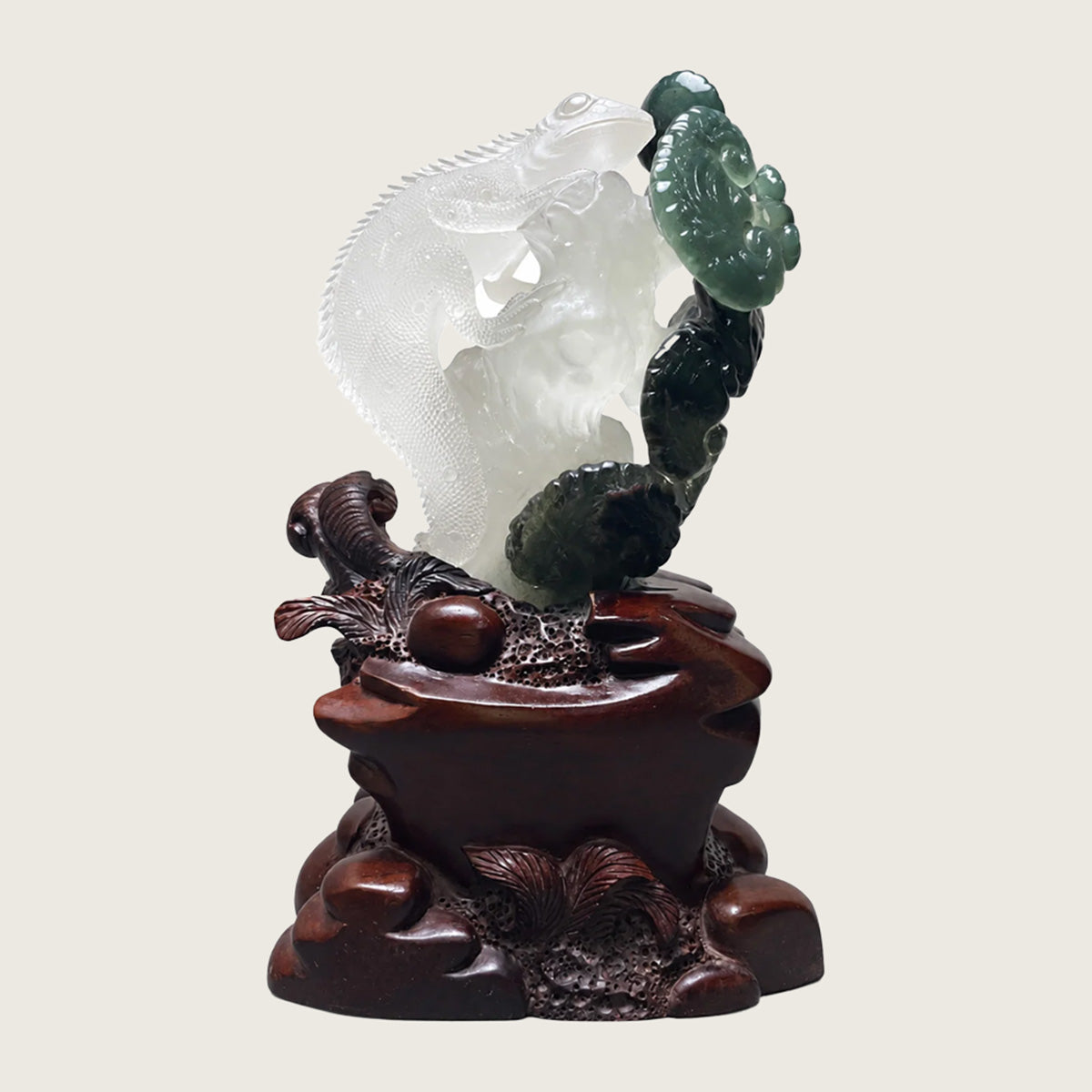 9.8" Phantom Quartz Crystal Lizard Carving  #CTC0044