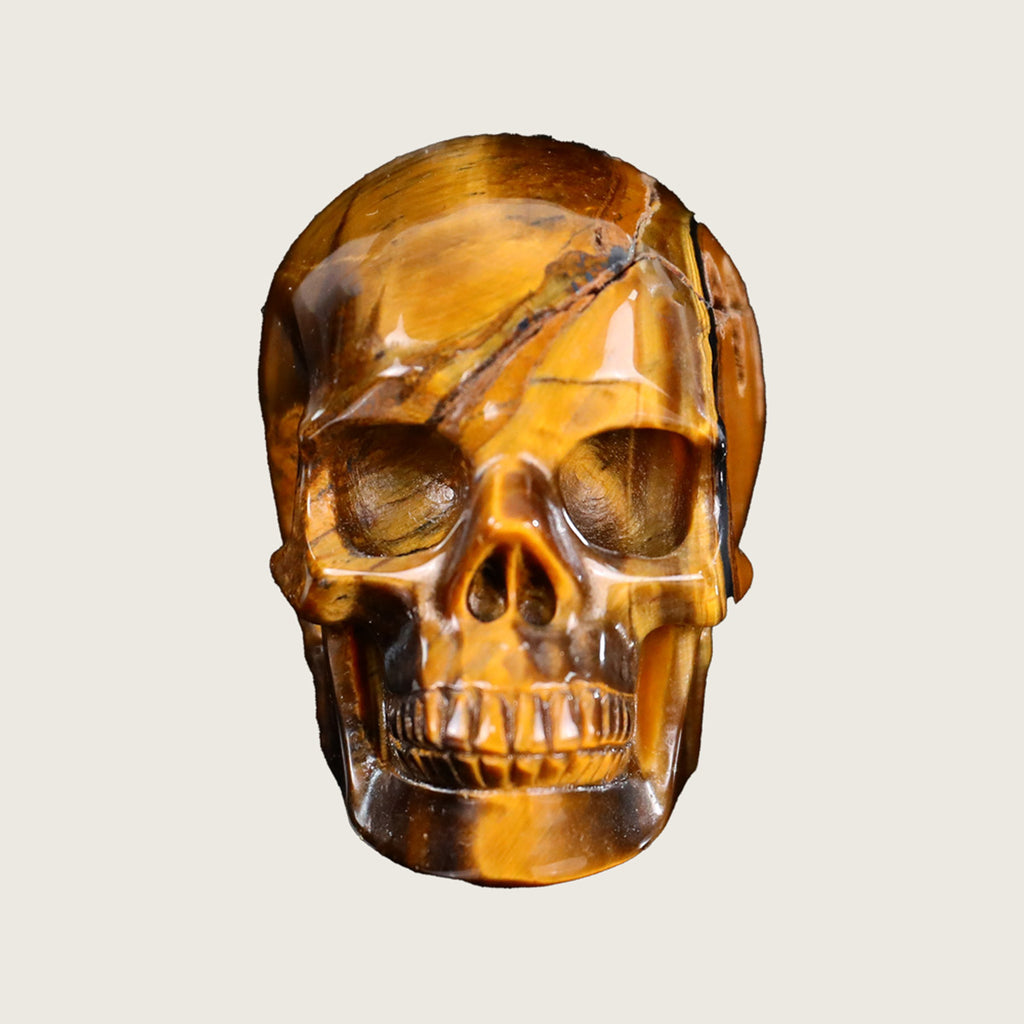 2.2" Tiger Eye Crystal Skull Carving  #SKH22039