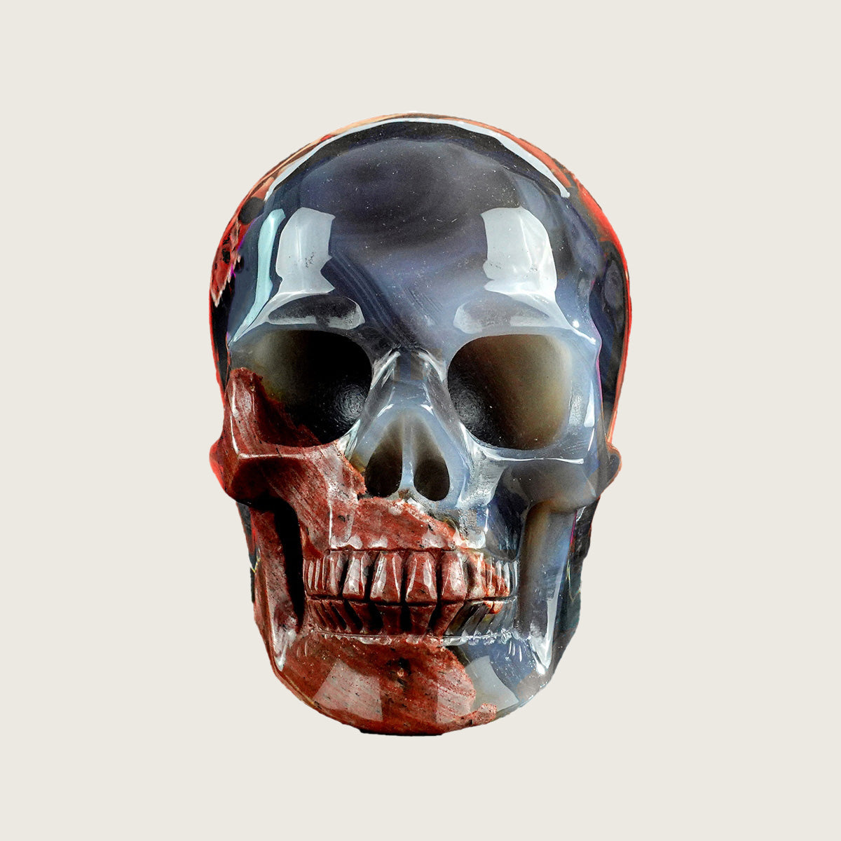 4.5" Volcanic Agate Crystal Skull Carving  #SKHVA4501