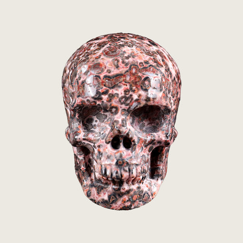 2.2" Leopard Skin Jasper Crystal Skull Carving  #SKHRLS2201