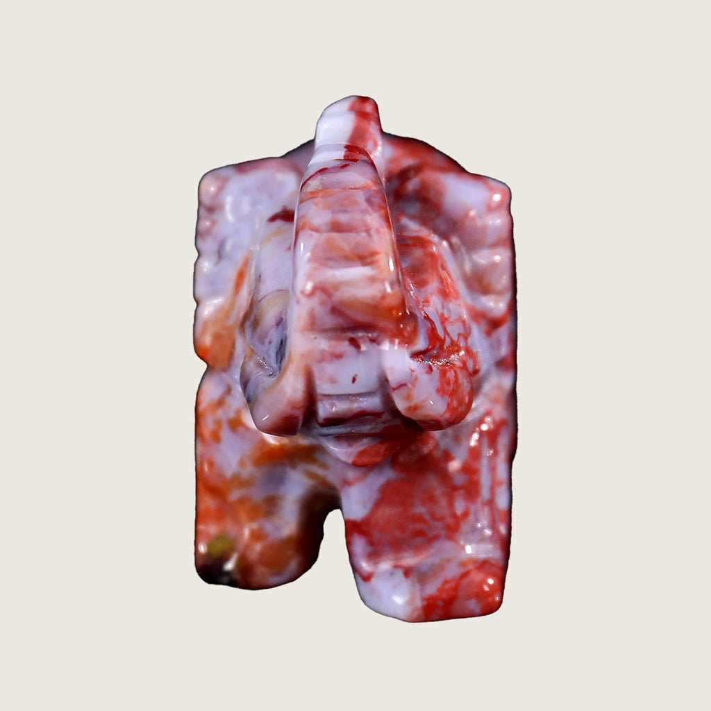 2.0" Red Agate Elephant Carving  #CHA0007
