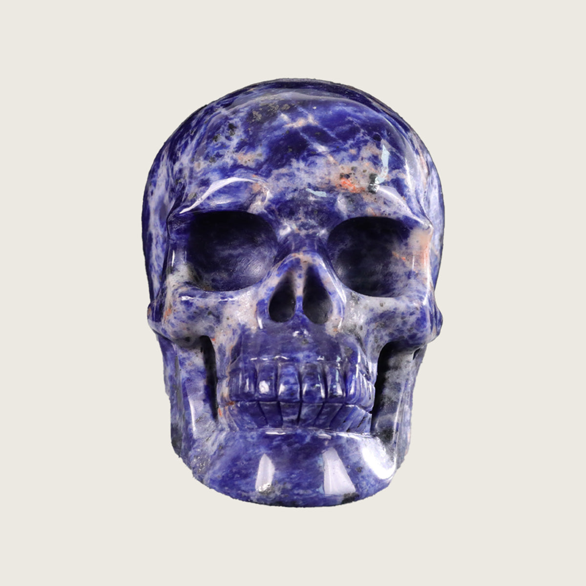 4.5" Sodalite Human Skull Carving  #SKH45006