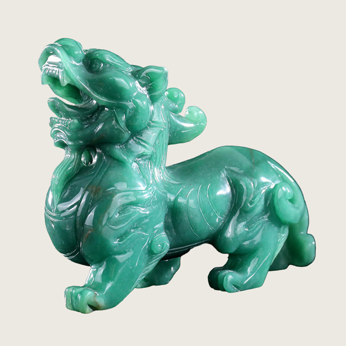 6.4" Green Aventurine Kylin Carving  #CTC0020