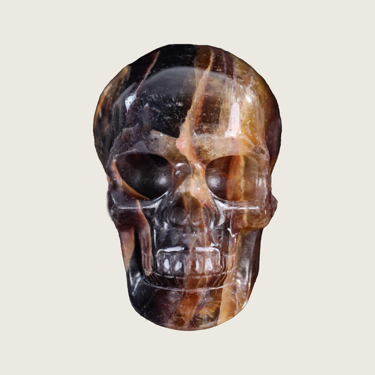 3.0" Coffee Stone Crystal Skull Carving  #SKH30085