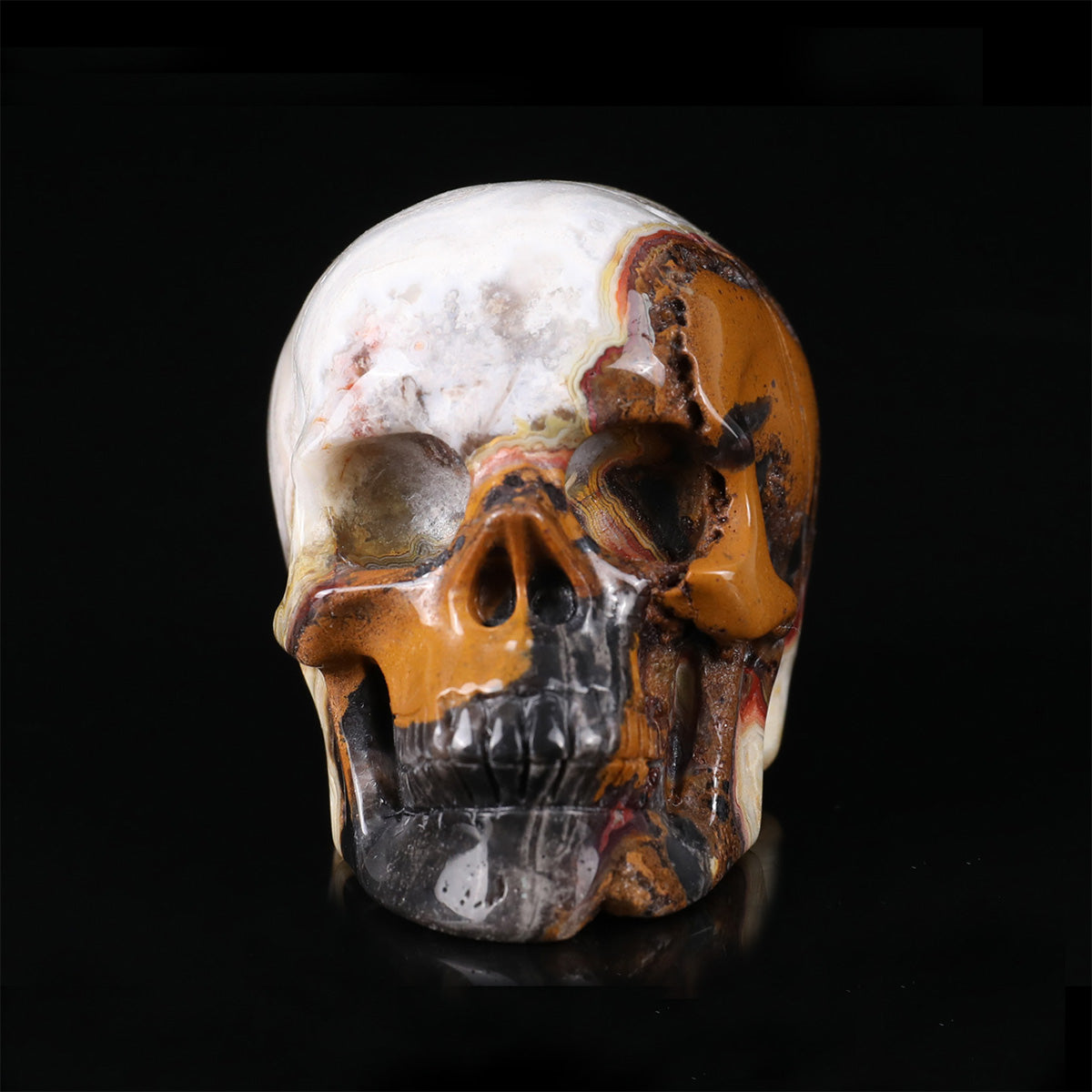 2.2" Red Lace Agate Crystal Skull Carving  #SKH22078