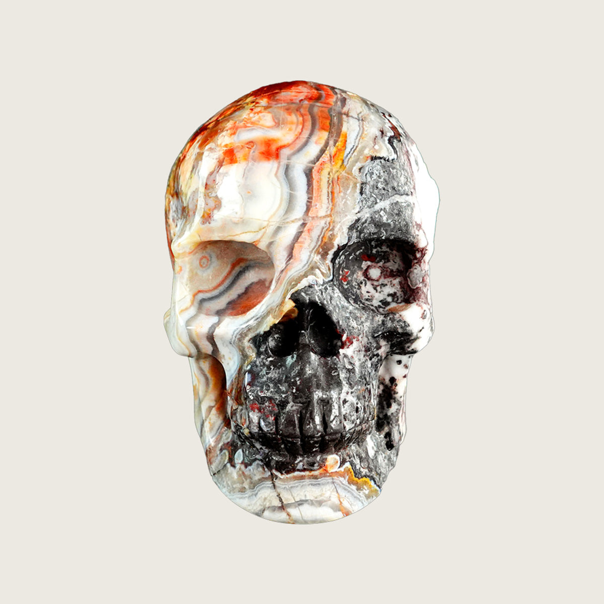 4.5" Red Crazy Lace Agate Crystal Skull Carving  #SKH45018